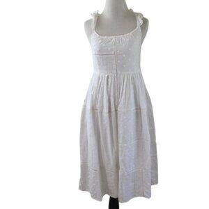 M & S Embroidered White Dress 8/9